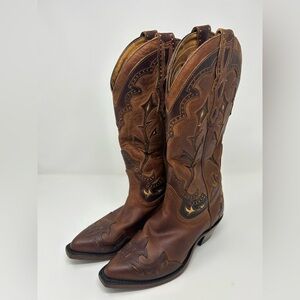 Boulet Snip Toe Brown Western Cowboy Boots Gen. Leather women’s 6